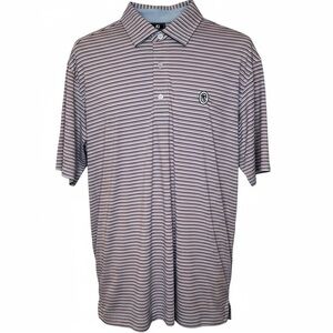 Footjoy Blue and Pink Striped Short Sleeve Polo - Size Large